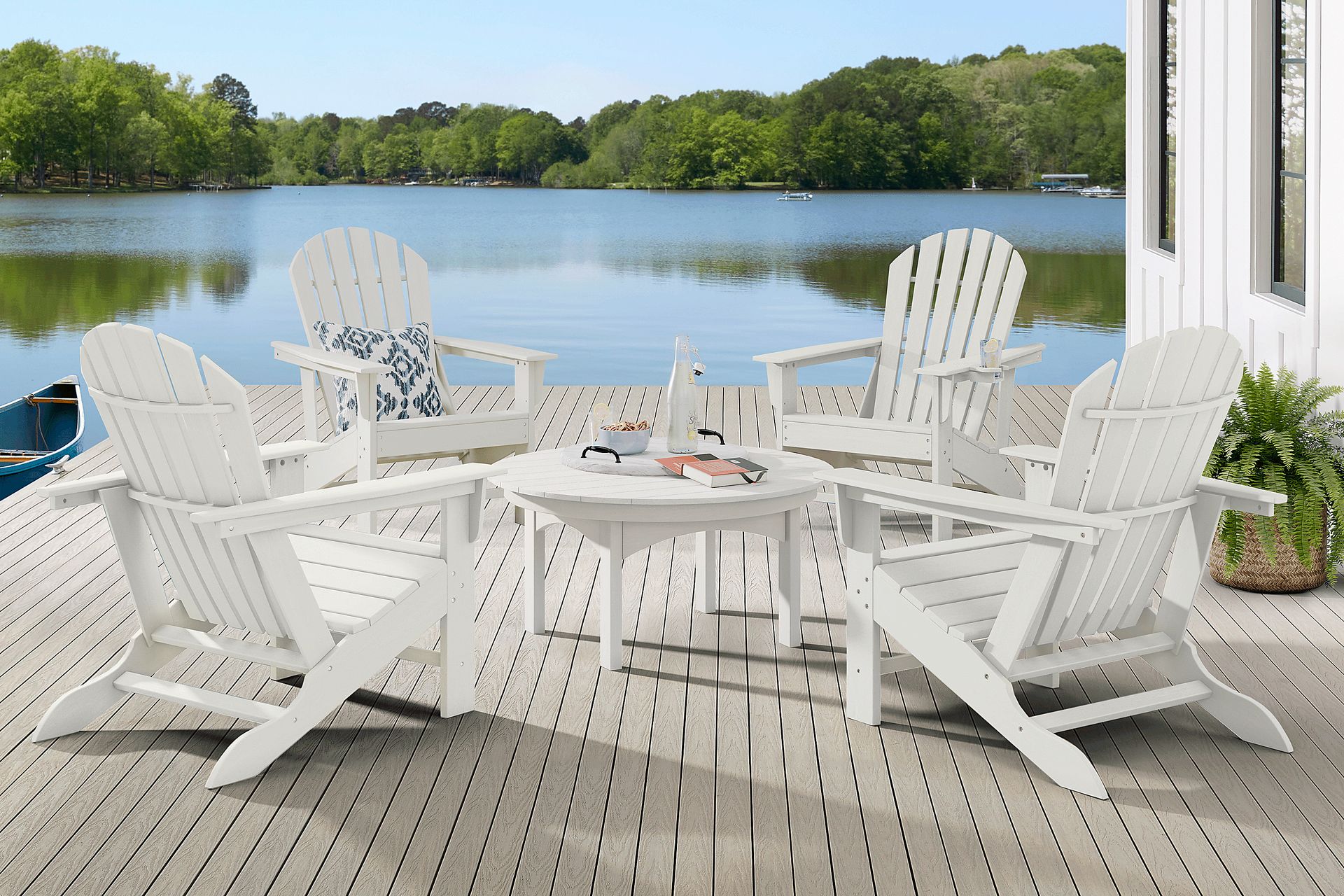 Addy White 5 Pc Round Outdoor Chat Seating Set - Image 1