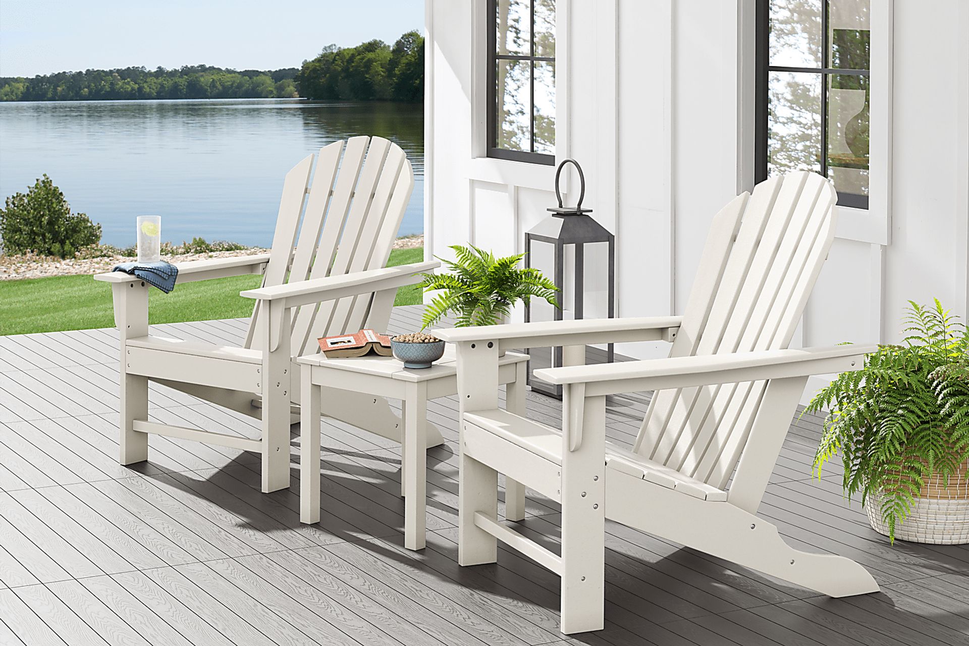 Addy White Outdoor Adirondack Chair, Set of 2 - Image 1