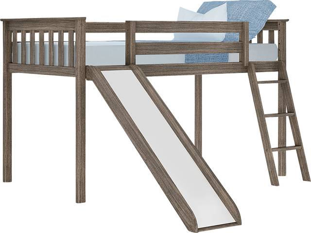 Kids Adeliza Brown Twin Low Loft Bed with Slide - Thumbnail - Image 5
