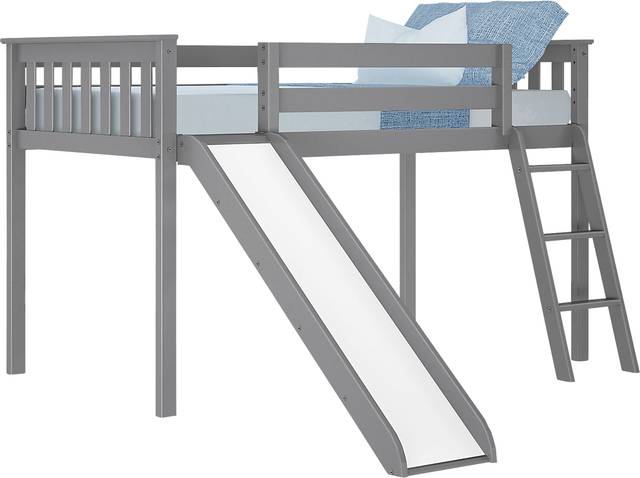 Kids Adeliza Gray Twin Low Loft Bed with Slide - Thumbnail - Image 5
