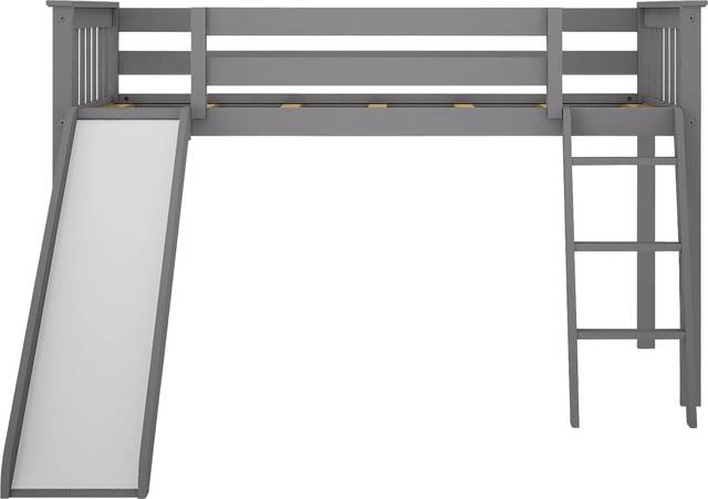Kids Adeliza Gray Twin Low Loft Bed with Slide - Thumbnail - Image 6
