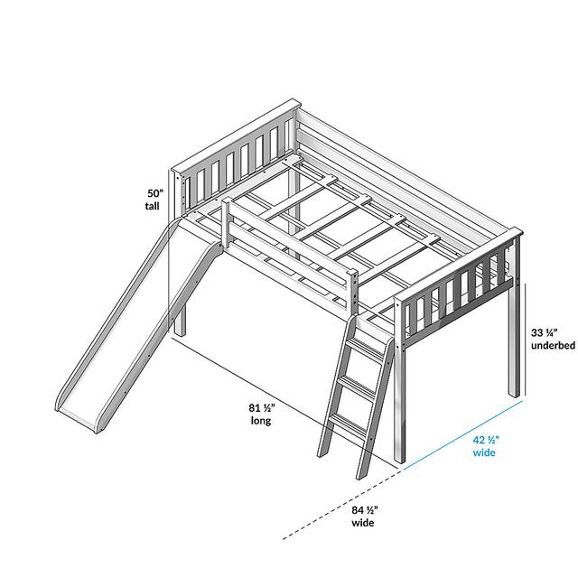 Kids Adeliza Gray Twin Low Loft Bed with Slide - Thumbnail - Image 7