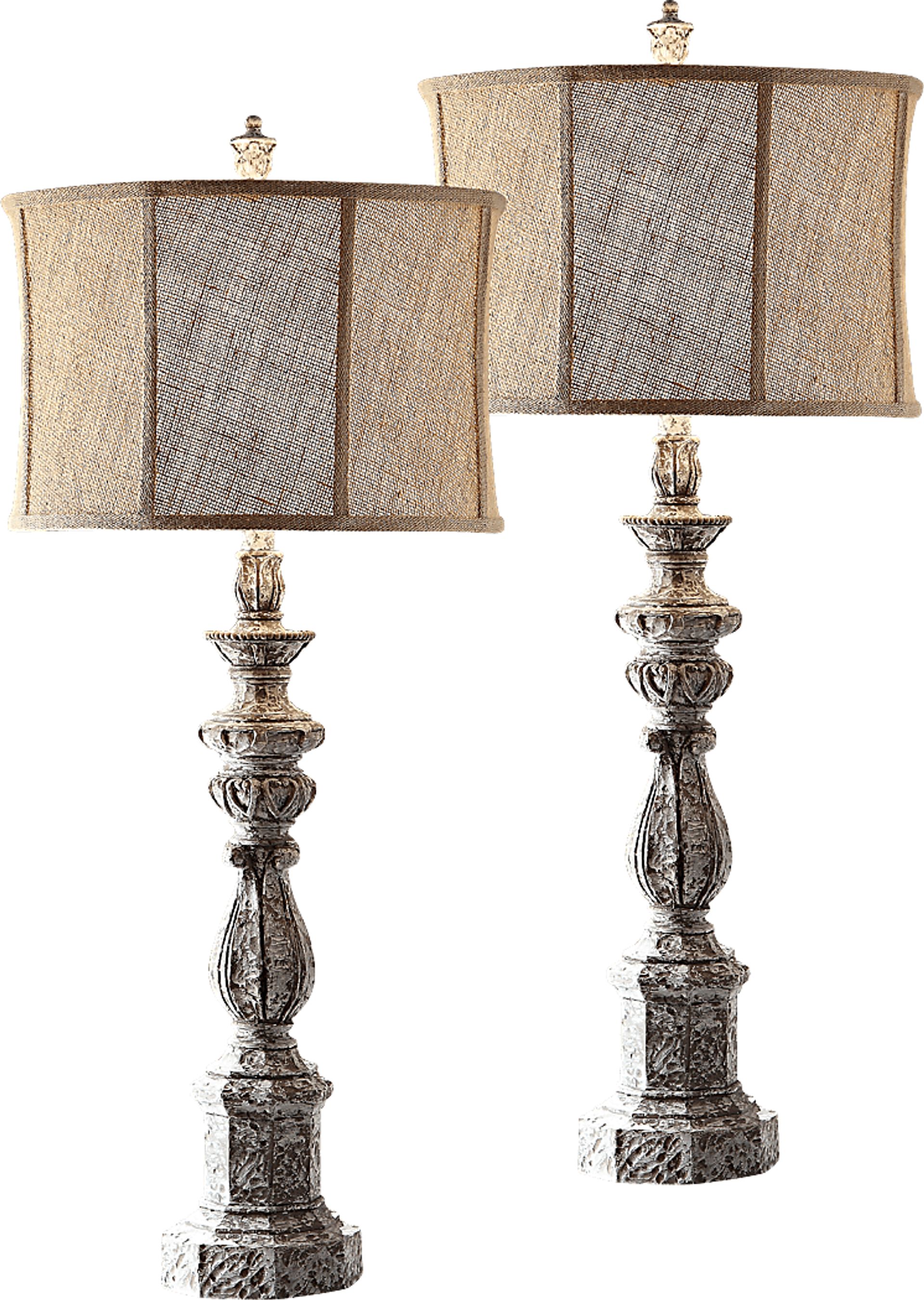 Adelphi White Lamp, Set of 2 - Image 1