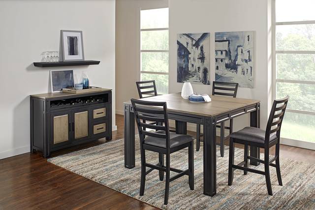 Adelson Black 5 Pc Counter Height Dining Room - Thumbnail - Image 1