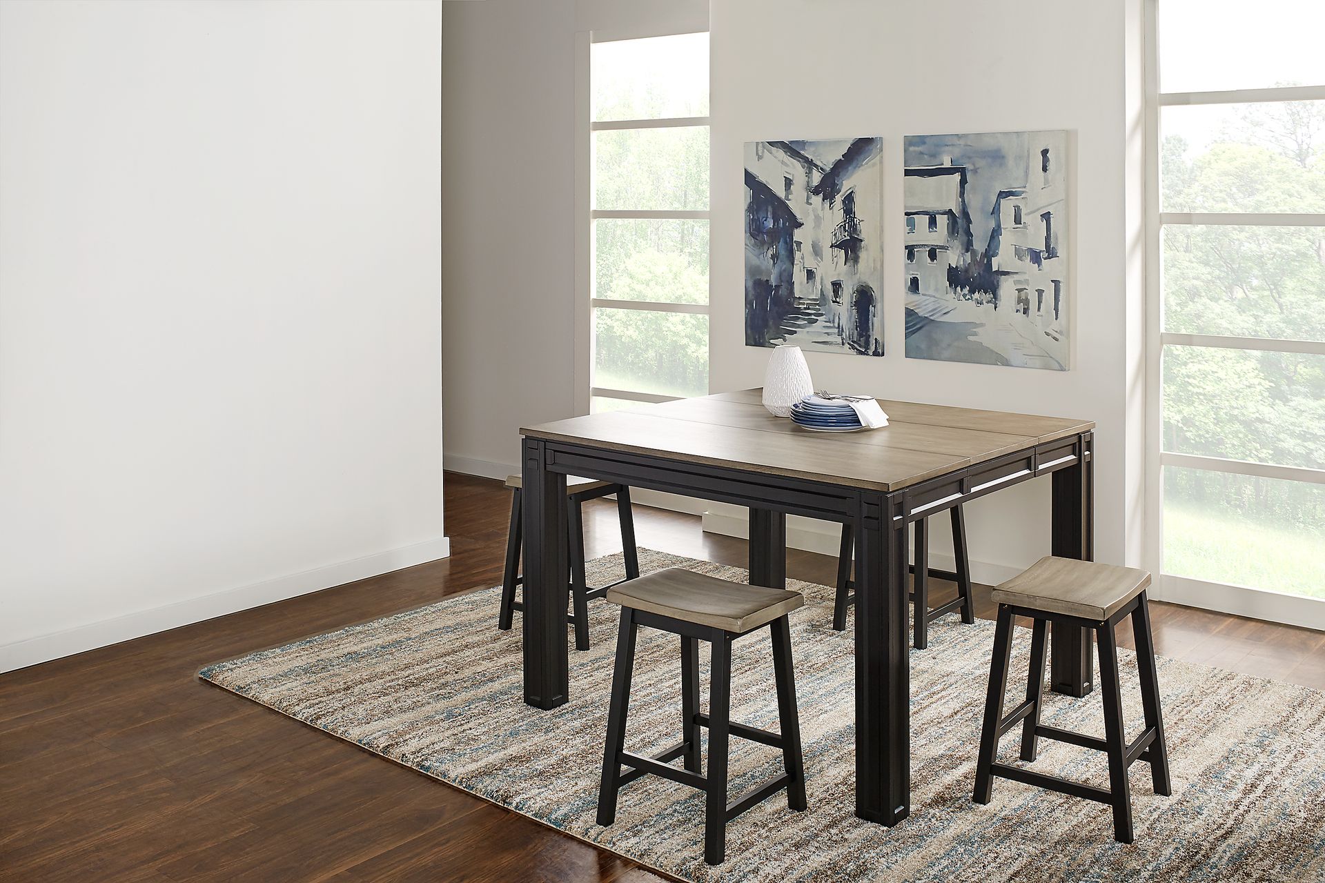 Adelson Black 5 Pc Counter Height Dining Room - Image 1