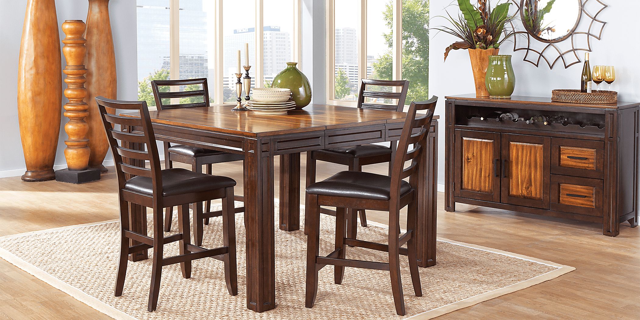 Adelson Chocolate Dark Wood Counter Height Dining Table