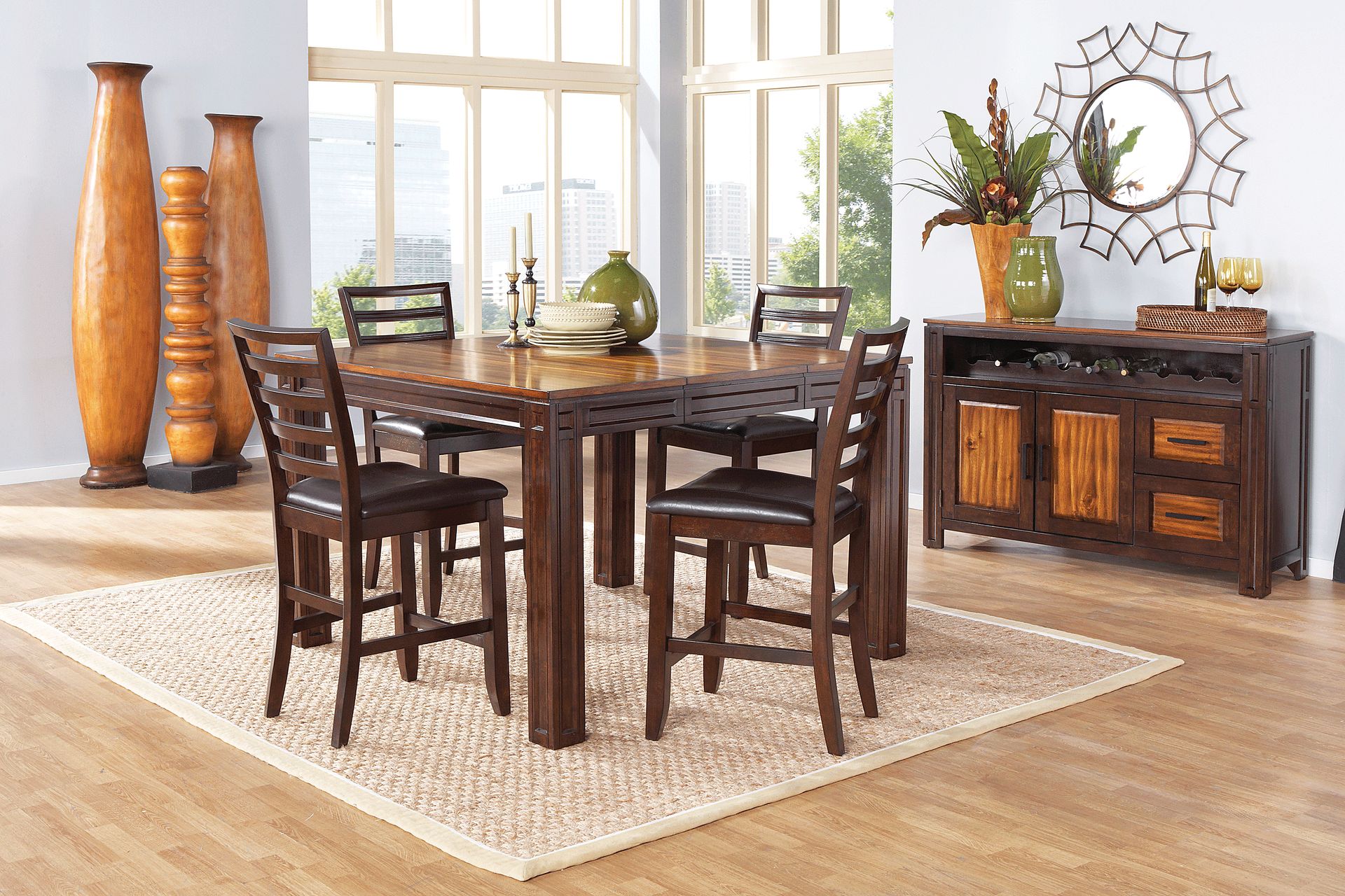 Adelson Chocolate 5 Pc Counter Height Dining Room - Image 1
