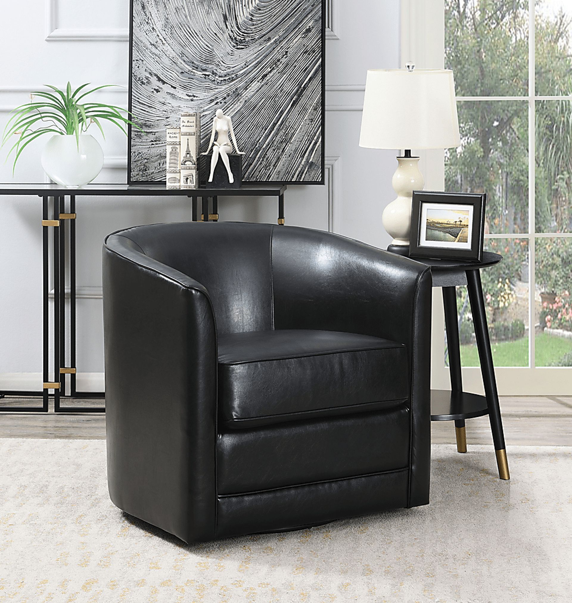 Adelta Black Accent Swivel Chair - Image 6