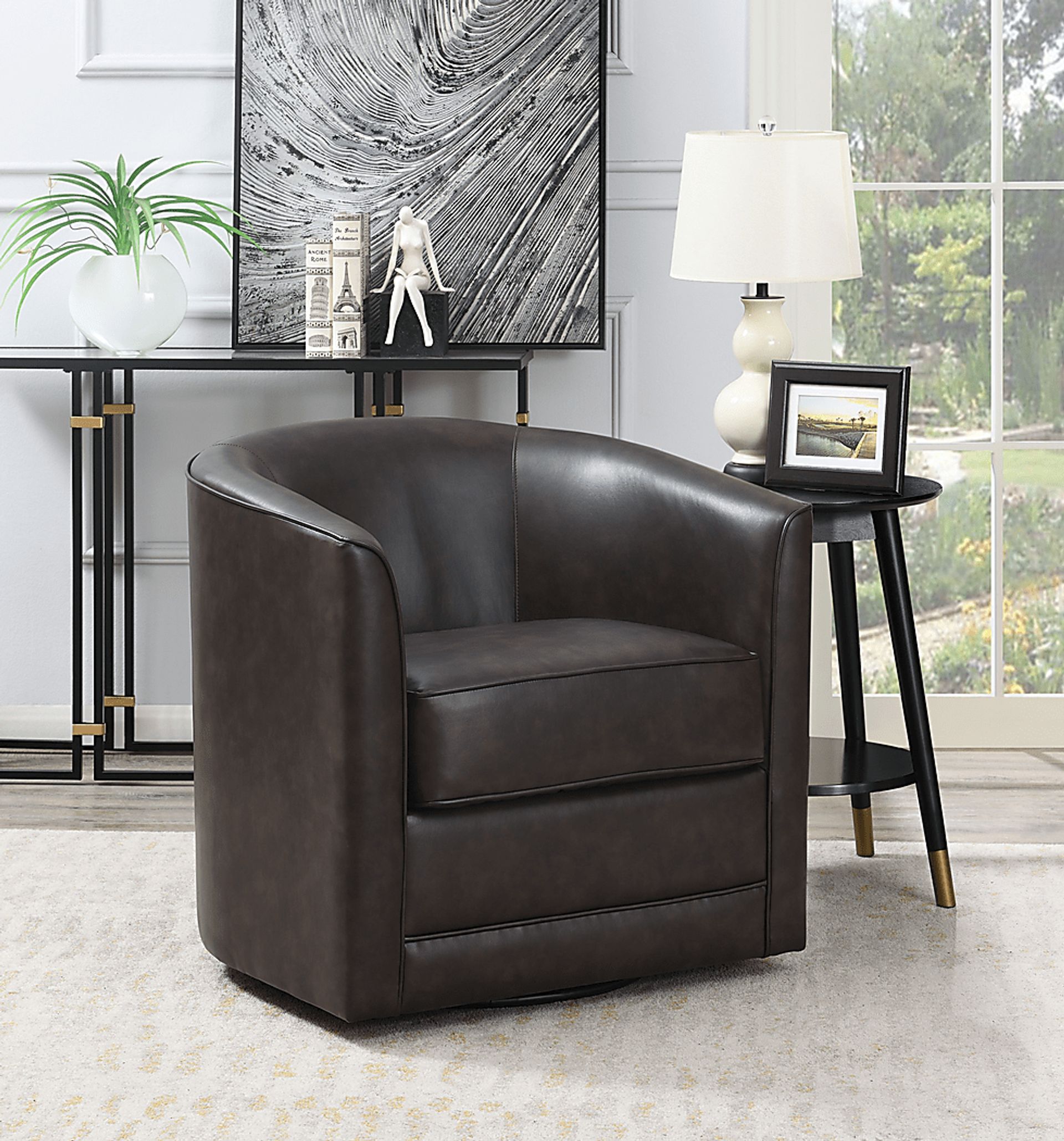 Adelta Dark Brown Accent Swivel Chair - Image 5