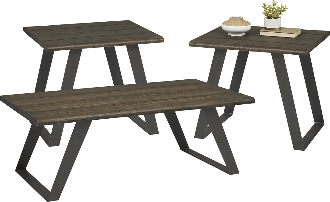 Aden Dark Brown 3 Pc Table Set
