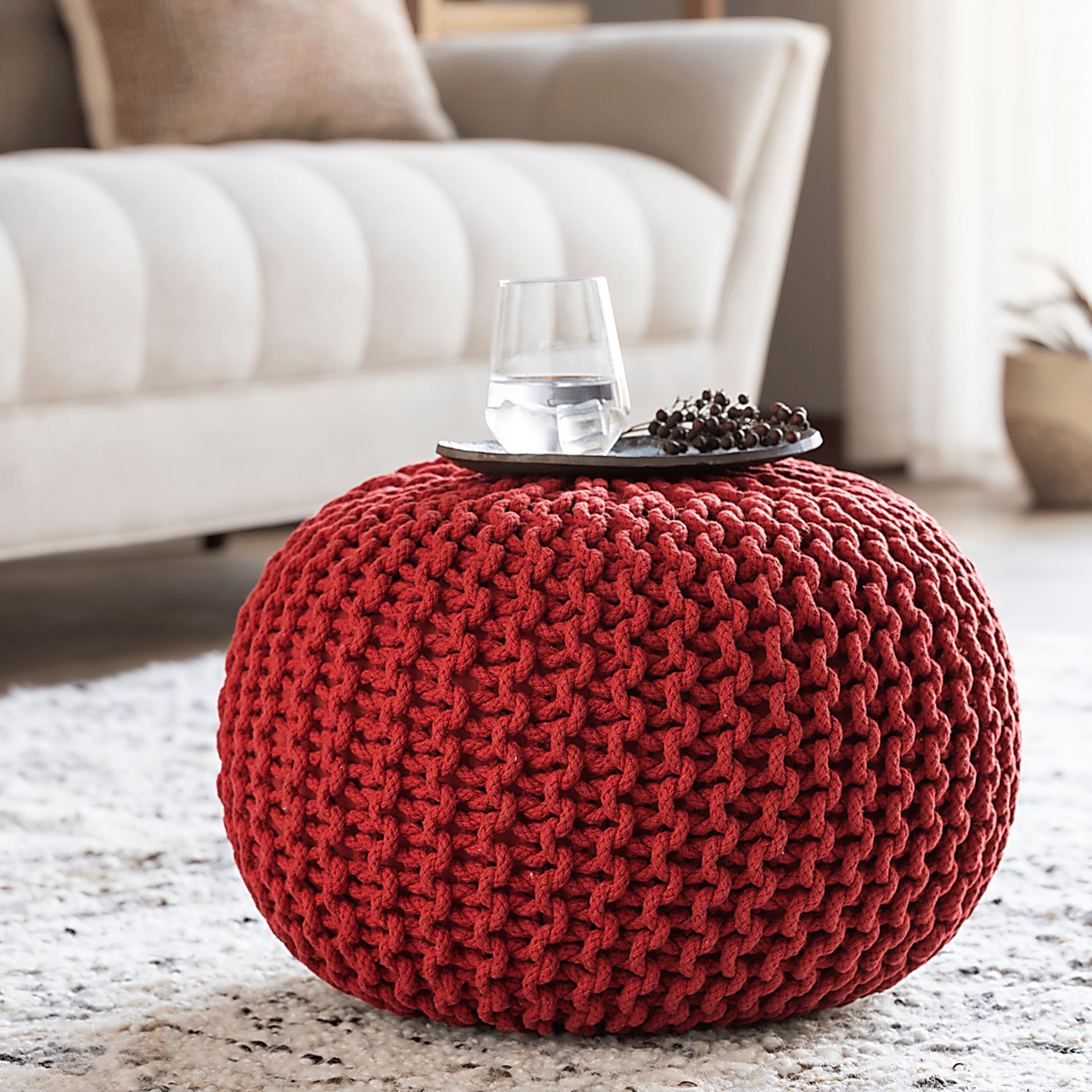 Adencliff Red Ottoman - Image 2