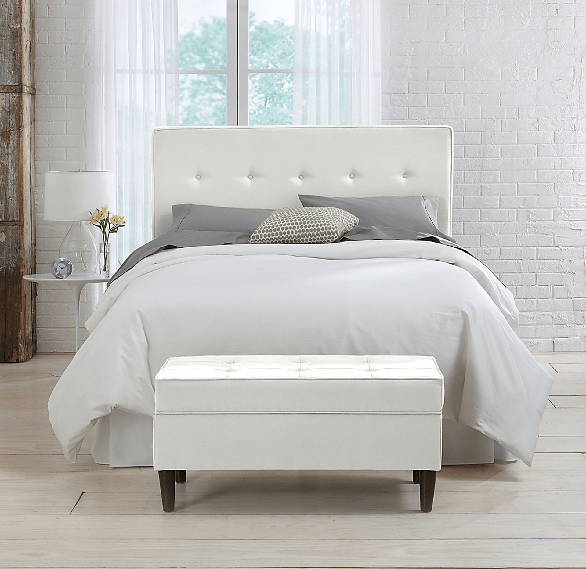 Adette White Queen Upholstered Headboard - Image 3
