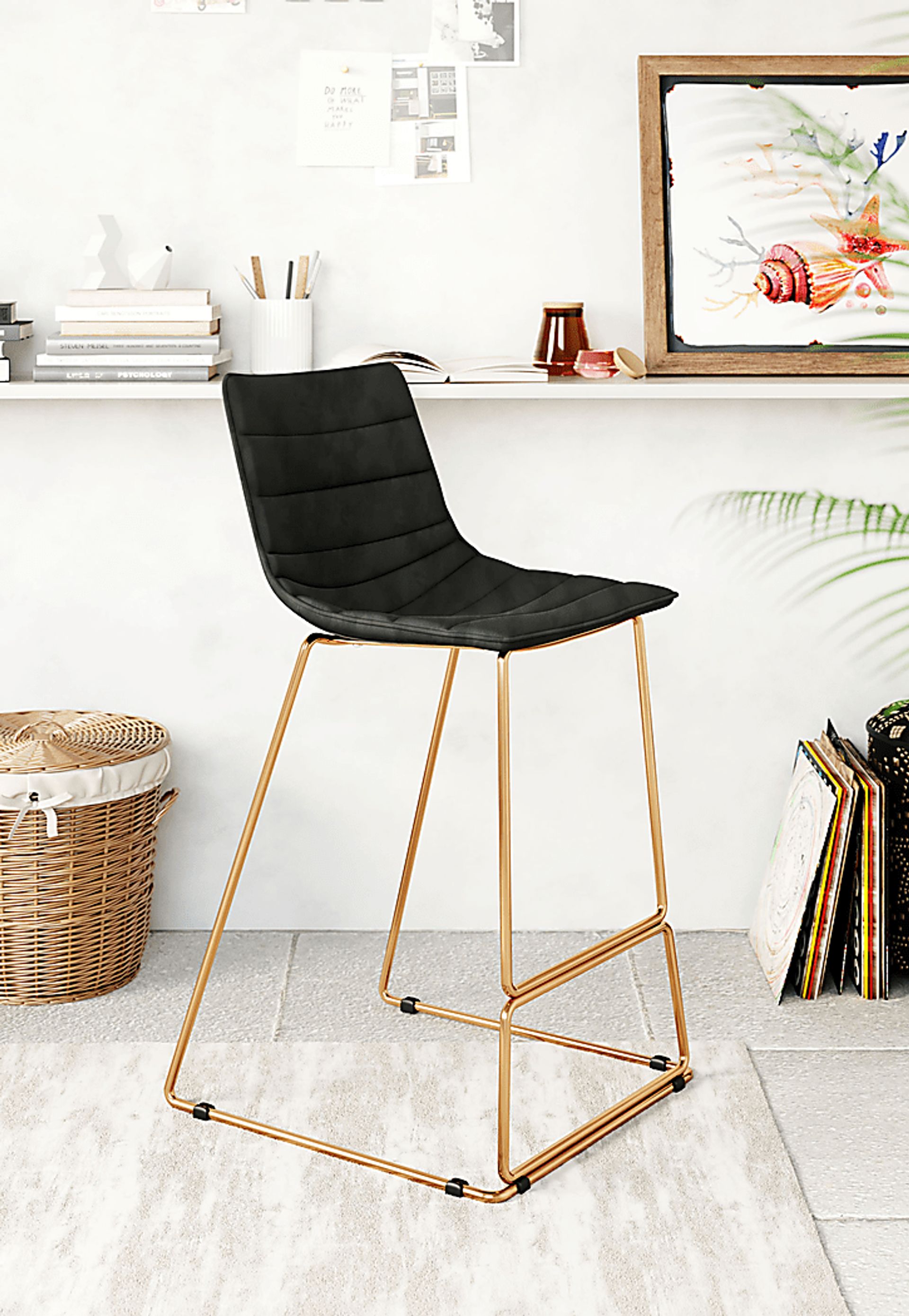 Adger Black Barstool - Image 7