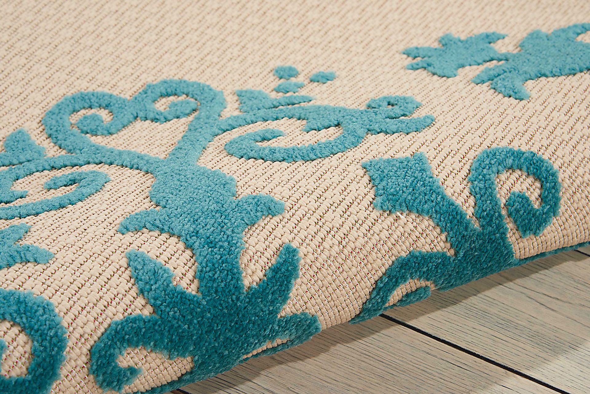 Adilen Aqua 5' x 8' Indoor/Outdoor Rug - Image 3