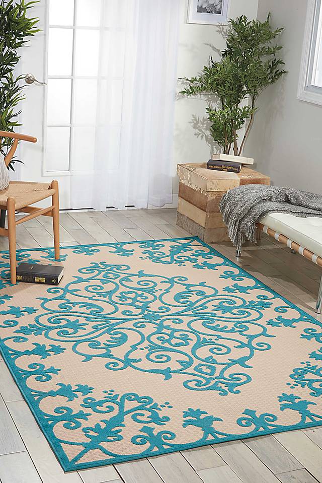Adilen Aqua 8' x 11' Indoor/Outdoor Rug - Thumbnail - Image 5
