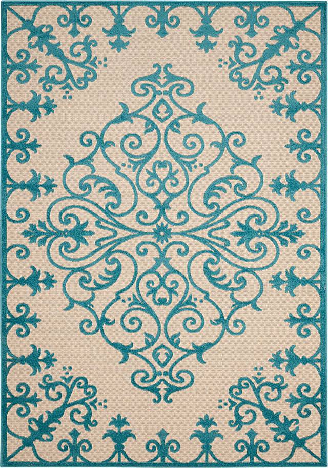 Adilen Aqua 8' x 11' Indoor/Outdoor Rug - Thumbnail - Image 1