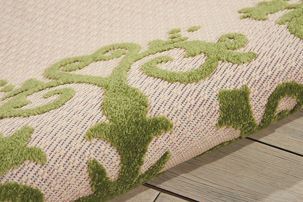 Adilen Green Polypropylene Fabric Outdoor Rug | Rooms to Go