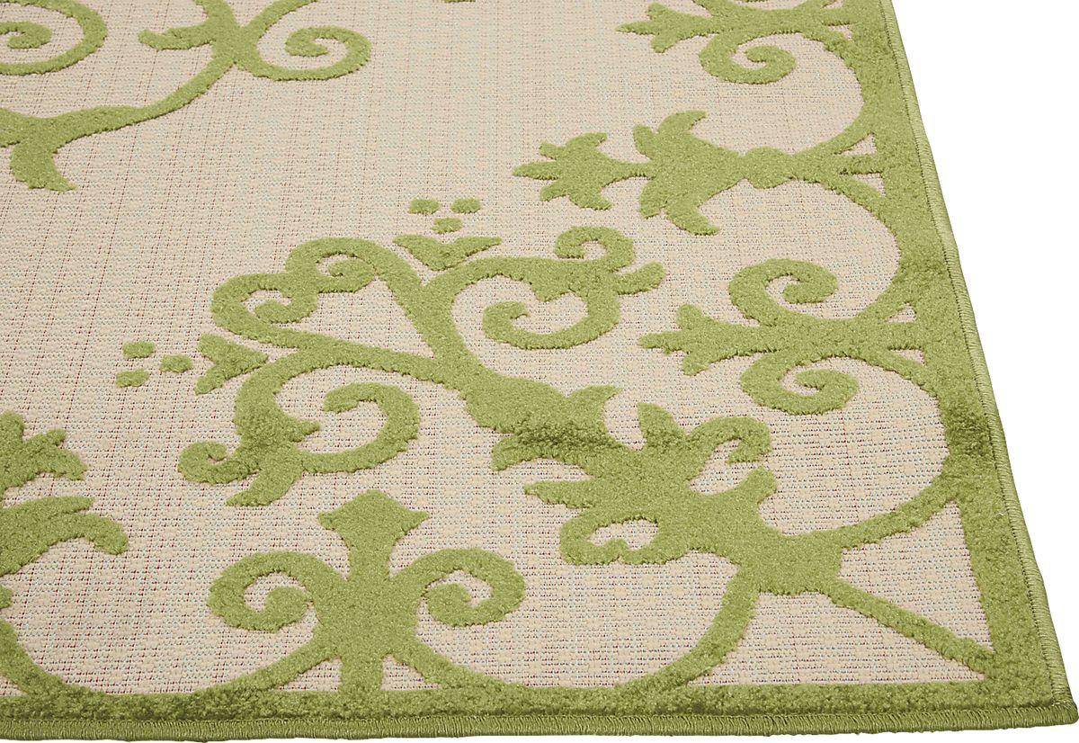 Adilen Green Polypropylene Fabric Outdoor Rug | Rooms to Go
