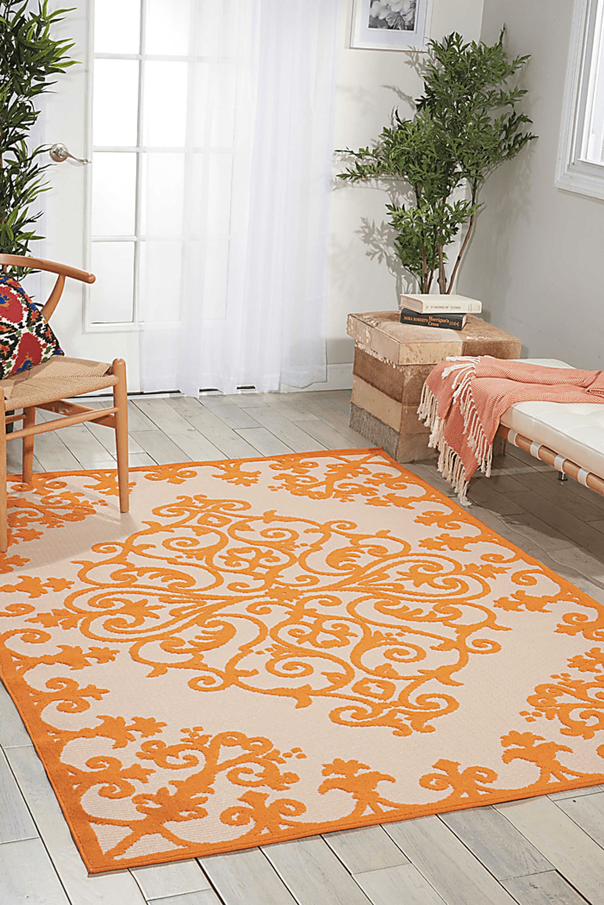 Adilen Orange 8' x 11' Indoor/Outdoor Rug - Image 5