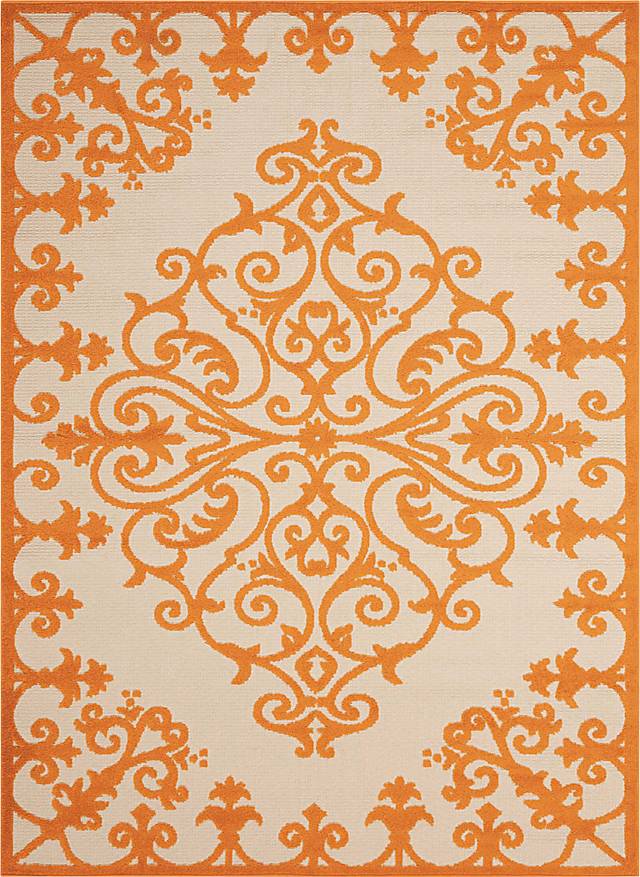 Adilen Orange 8' x 11' Indoor/Outdoor Rug - Thumbnail - Image 1