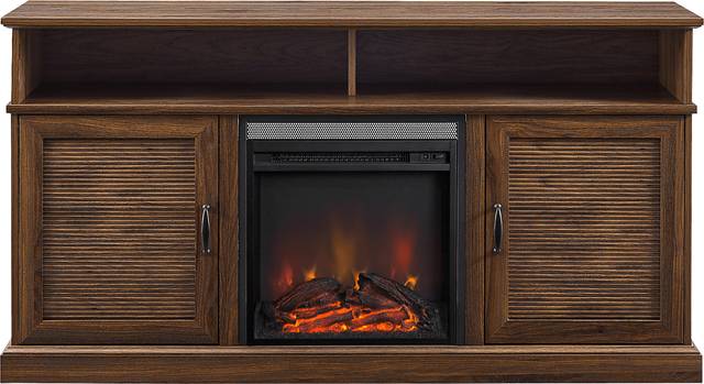 Adleigh Walnut 60 in. Console, With Electric Fireplace - Thumbnail - Image 2