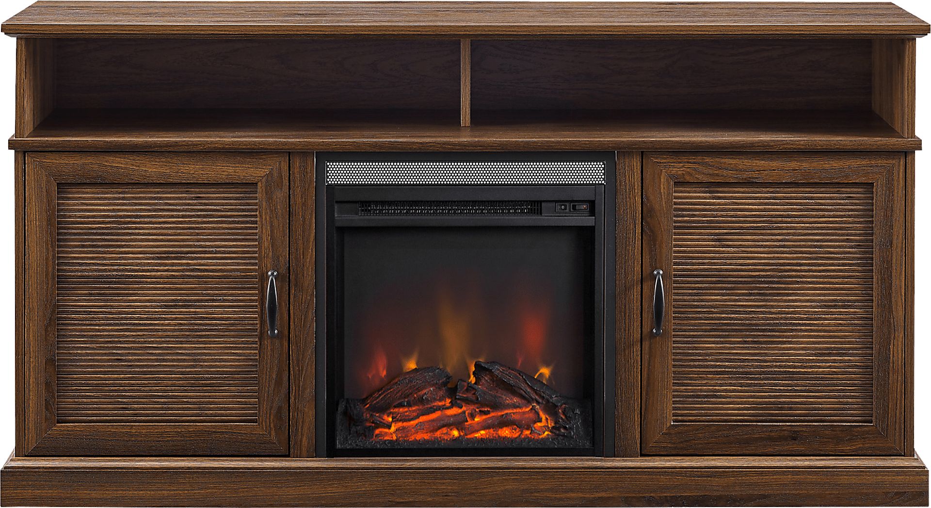 Adleigh Walnut 60 in. Console, With Electric Fireplace - Image 2