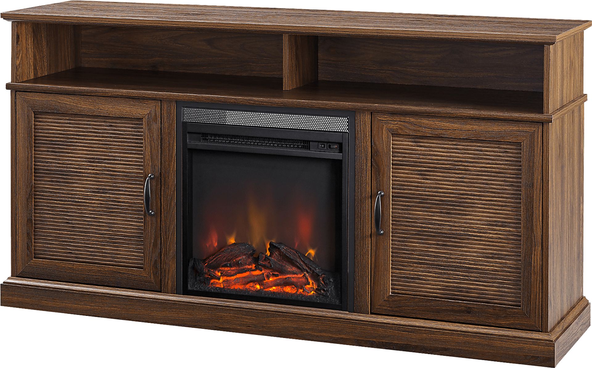 Adleigh Walnut 60 in. Console, With Electric Fireplace - Image 3