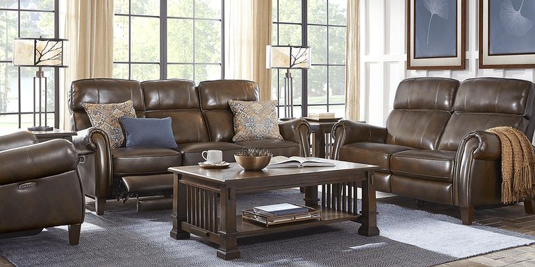 Adorelli Chocolate 2 Pc Leather Dual Power Reclining Living Room
