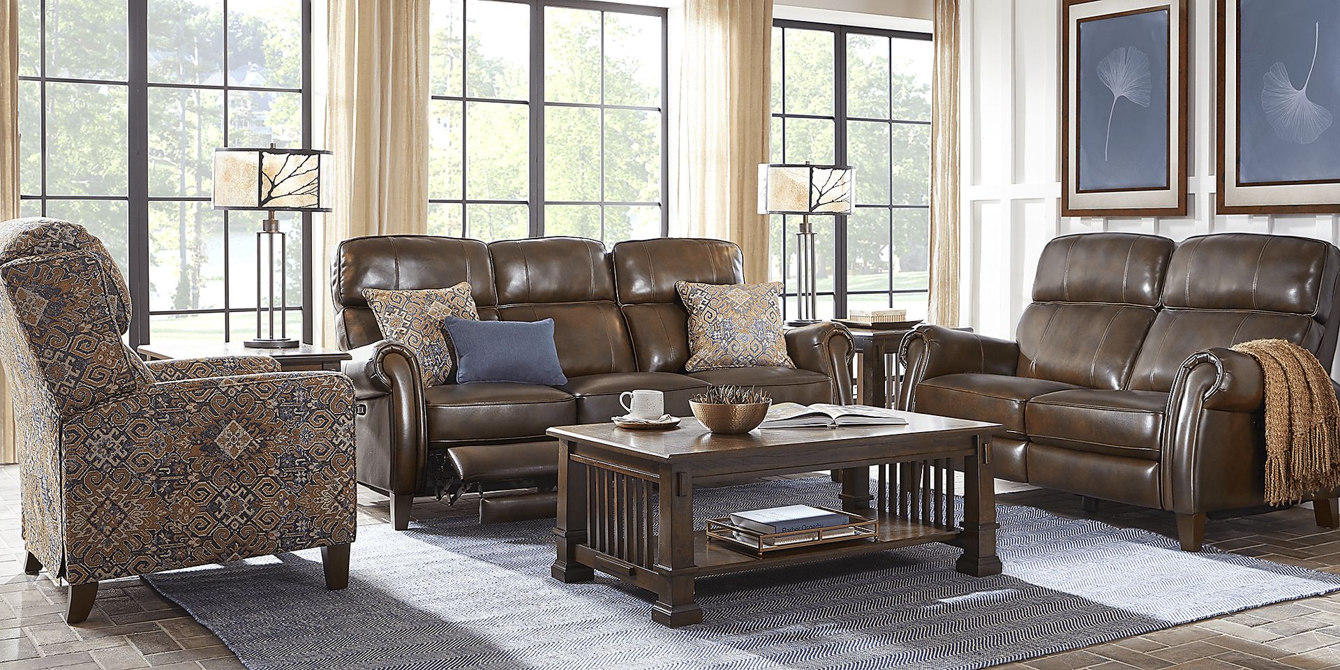 Adorelli Chocolate 3 Pc Leather Dual Power Reclining Living Room - Image 1