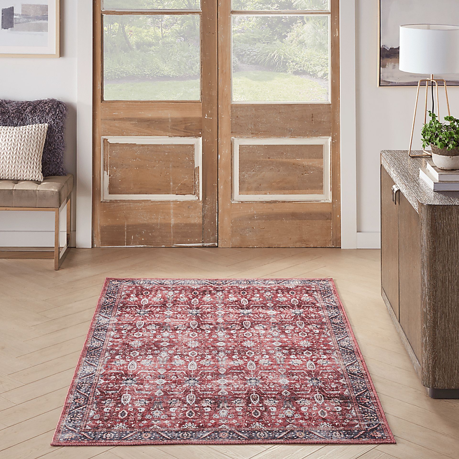 Adosis Ivory/Brick 5'3 x 7'3 Rug - Image 3