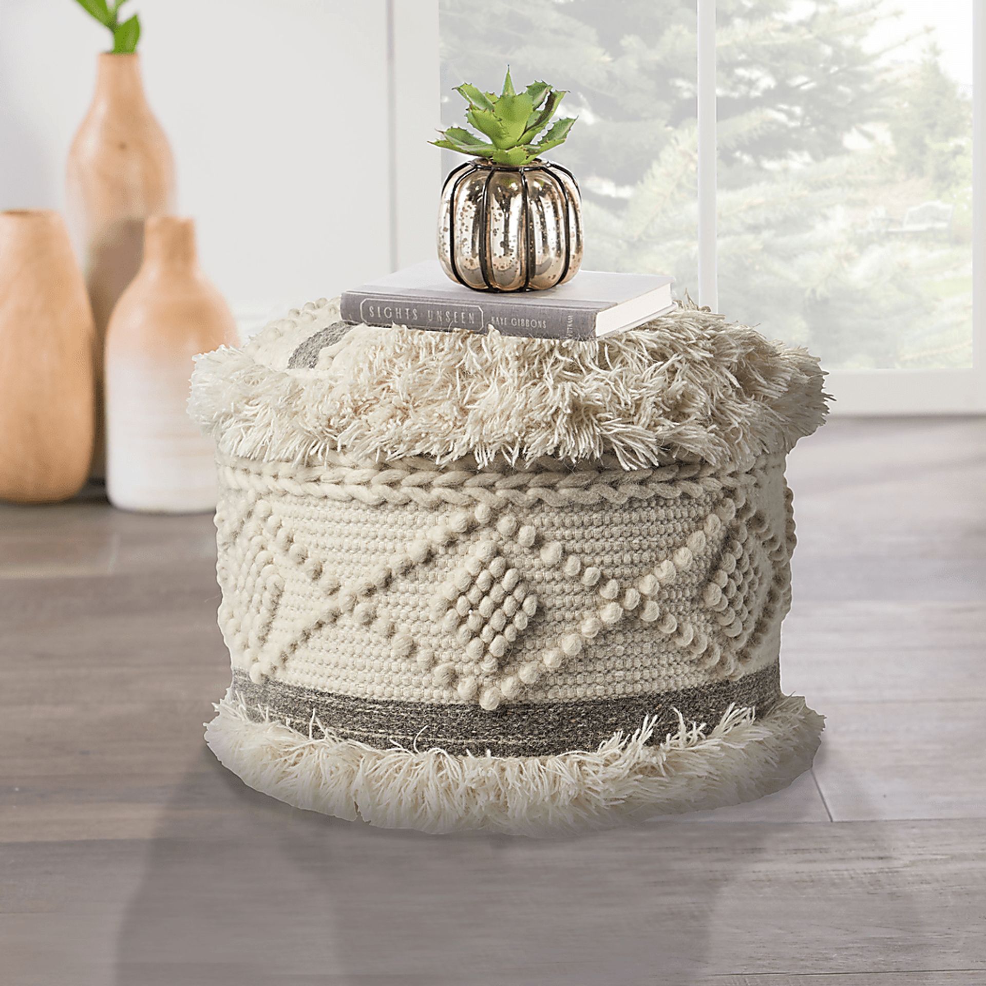 Adrenas III Beige Pouf - Image 2