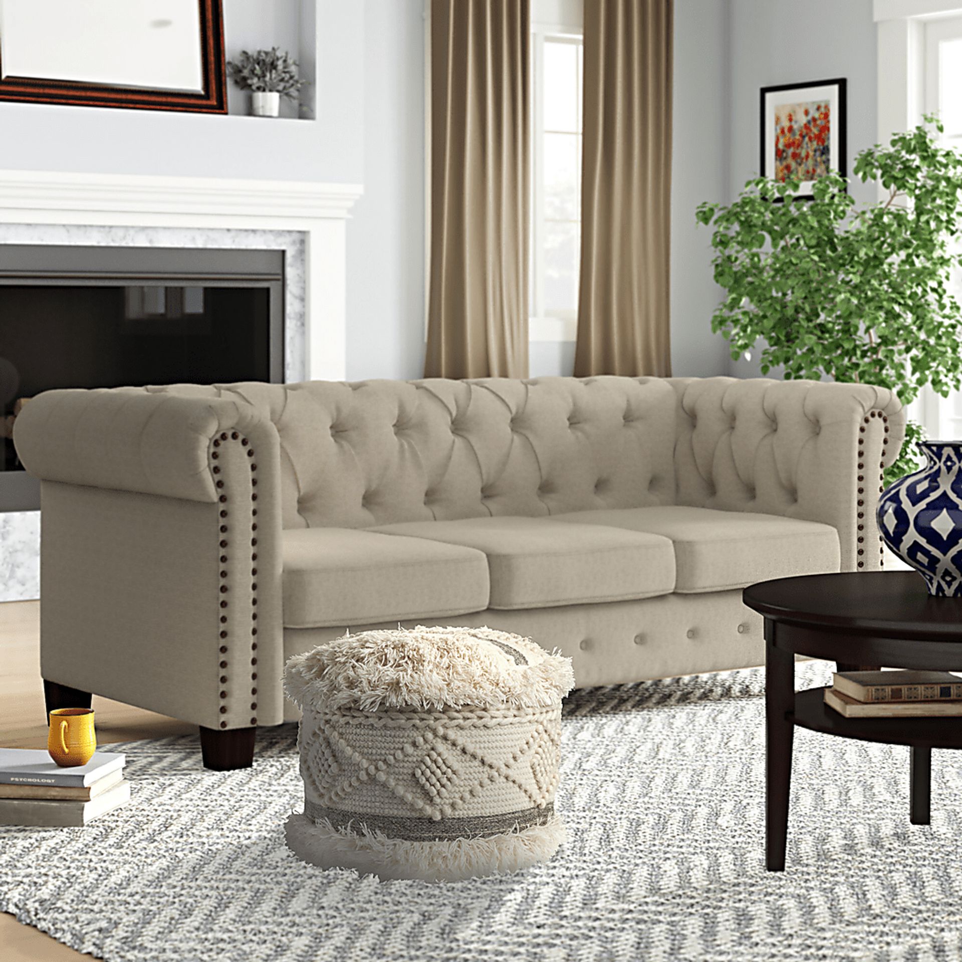 Adrenas III Beige Pouf - Image 3