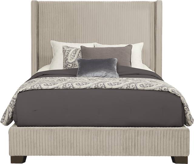Adrie Beige 3 Pc Queen Upholstered Bed - Thumbnail - Image 1