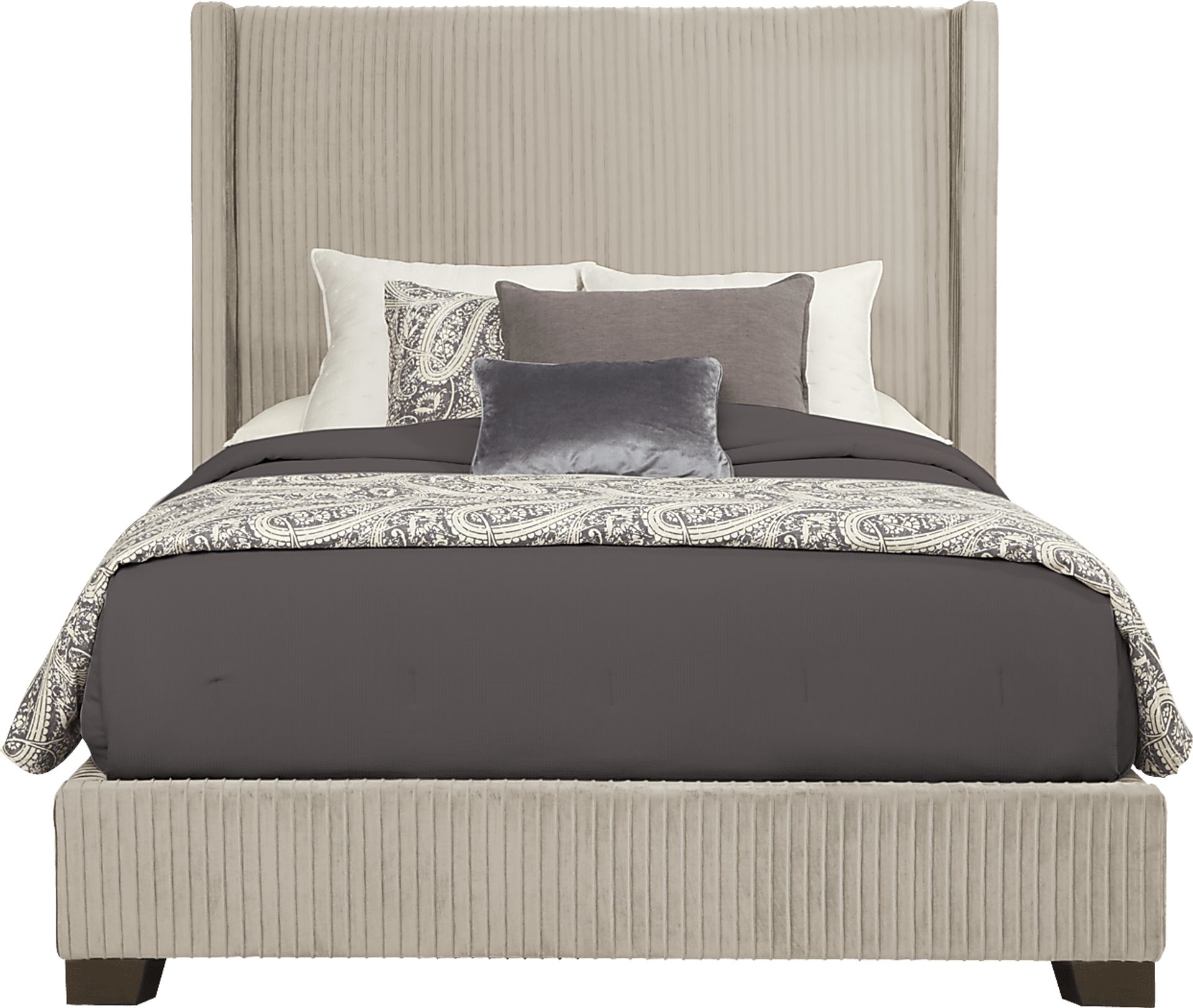Adrie Beige 3 Pc Queen Upholstered Bed - Image 1