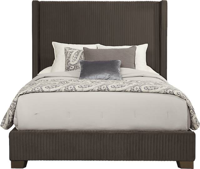 Adrie Brown 3 Pc Queen Upholstered Bed - Thumbnail - Image 1