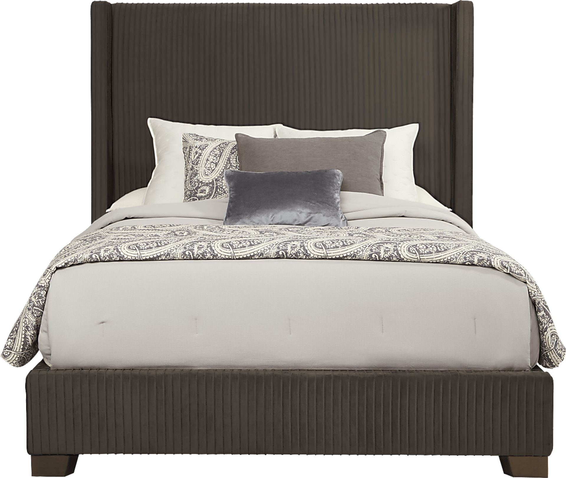 Adrie Brown 3 Pc Queen Upholstered Bed - Image 1