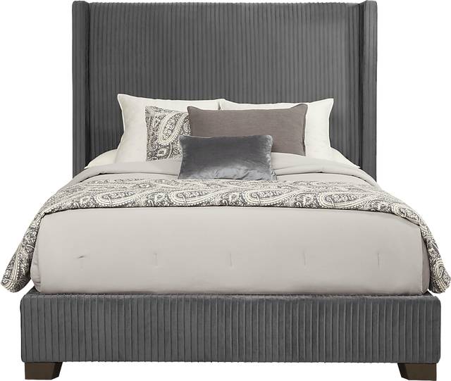 Adrie Gray 3 Pc Queen Upholstered Bed - Thumbnail - Image 1