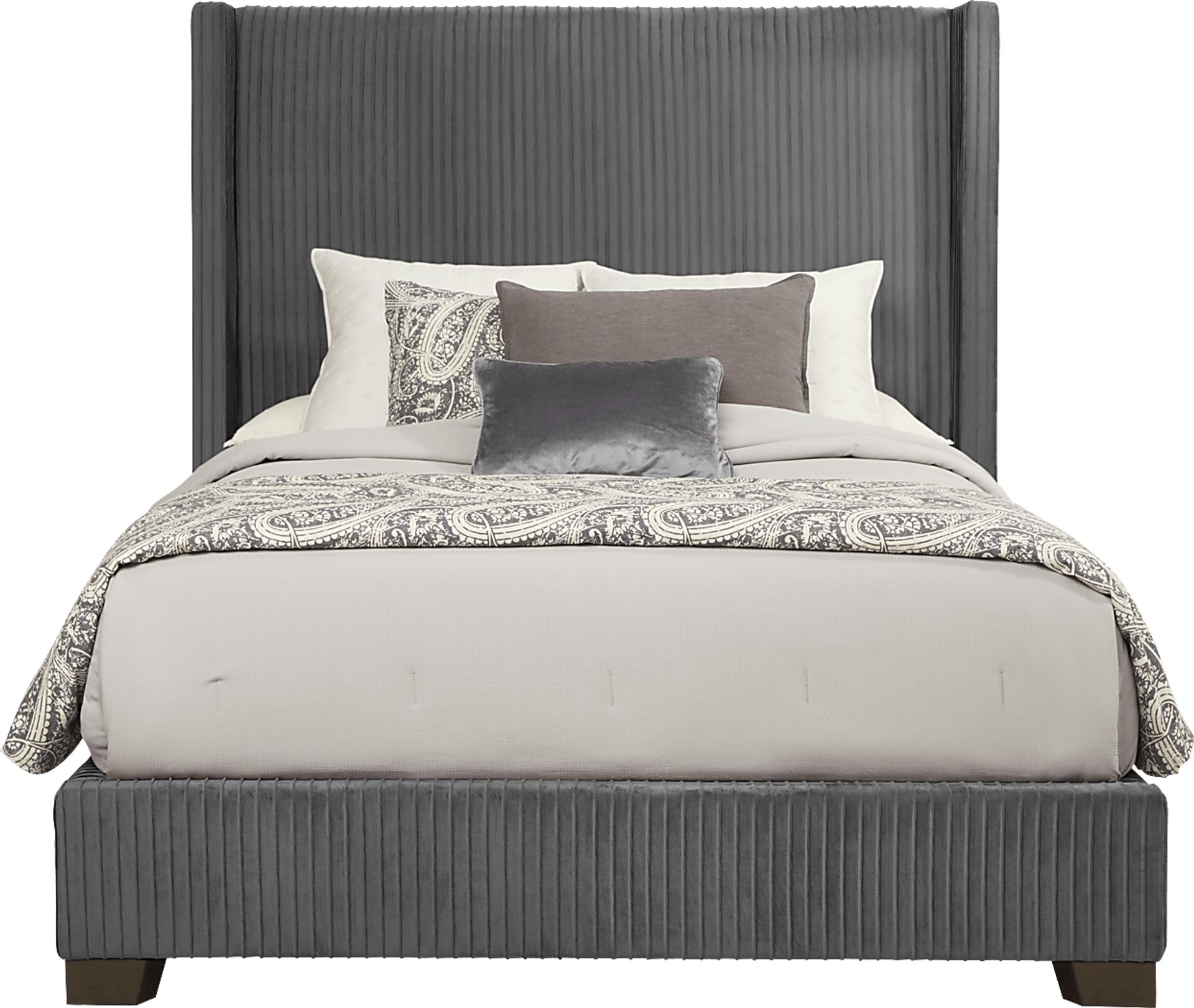 Adrie Gray 3 Pc Queen Upholstered Bed - Image 1