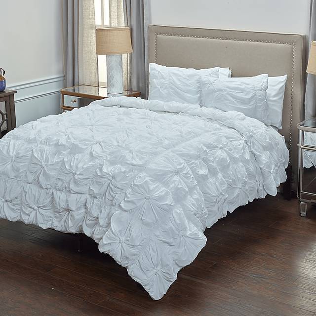 Adrina White 3 Pc Queen Comforter Set - Thumbnail - Image 1