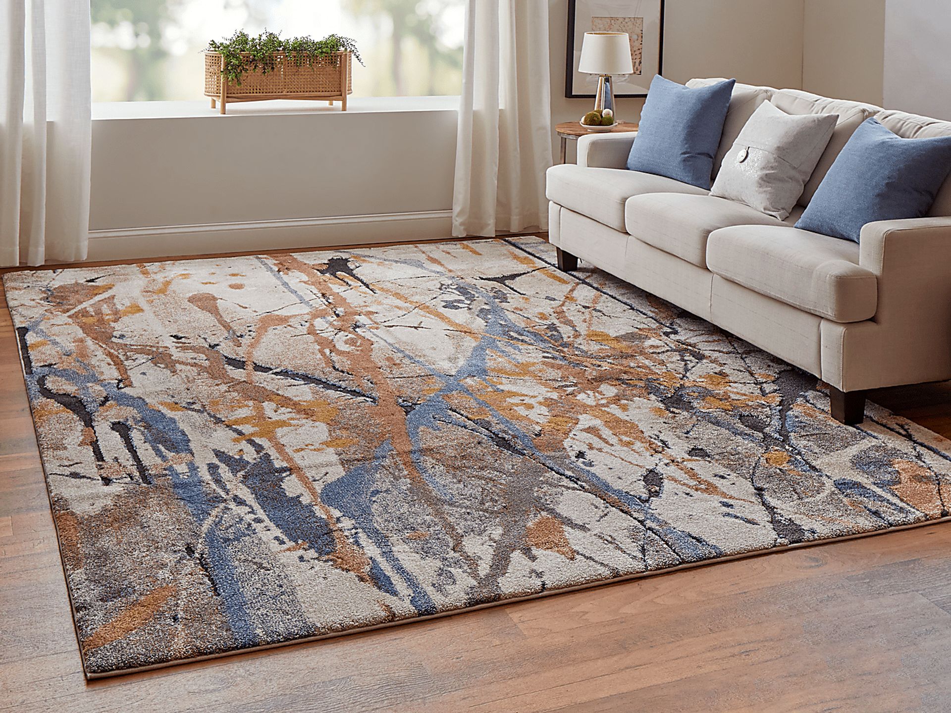 Adrirah Blue/Orange 5'3 x 8' Rug - Image 3