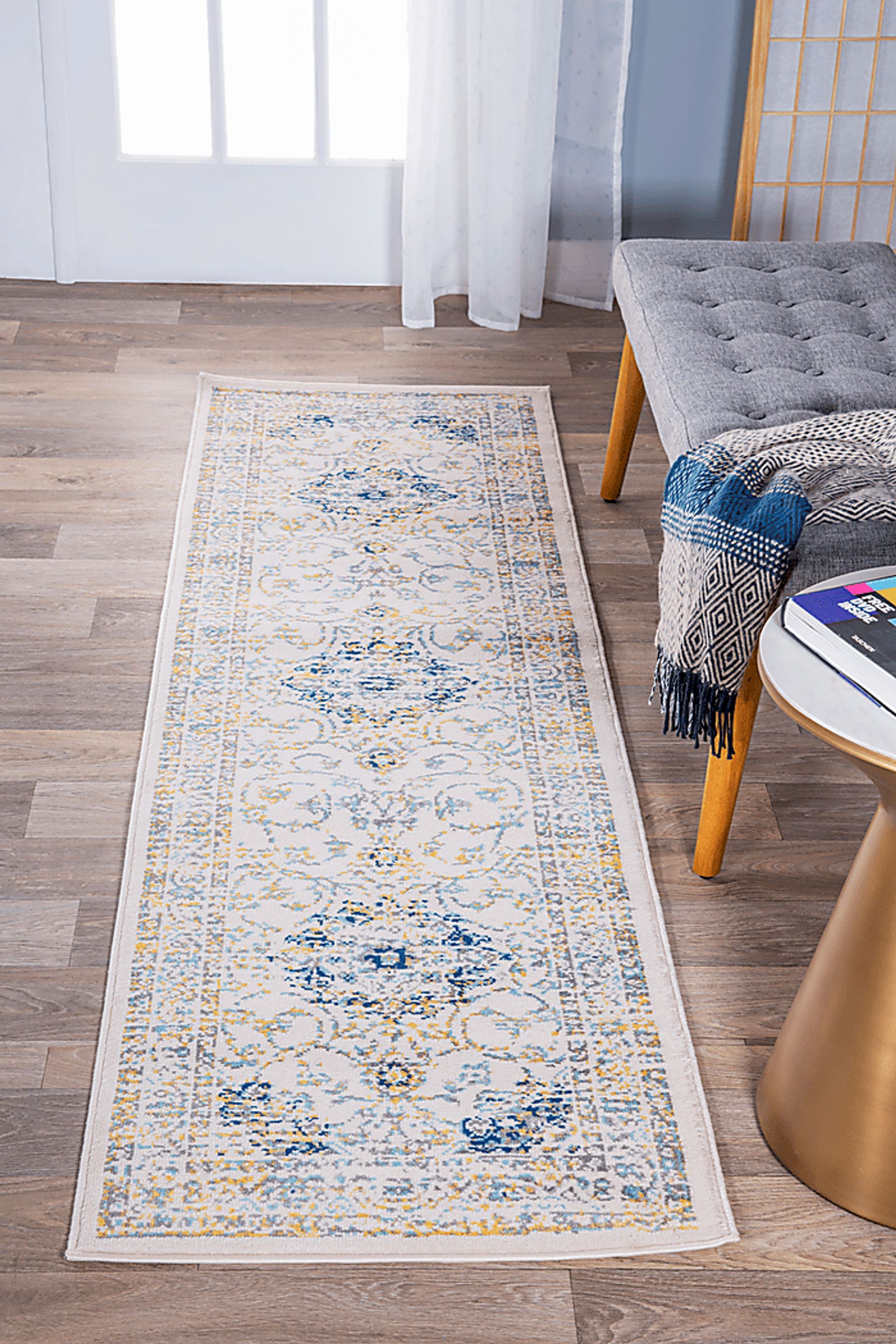 Advay Blue 2' x 7' Runner Rug - Image 4