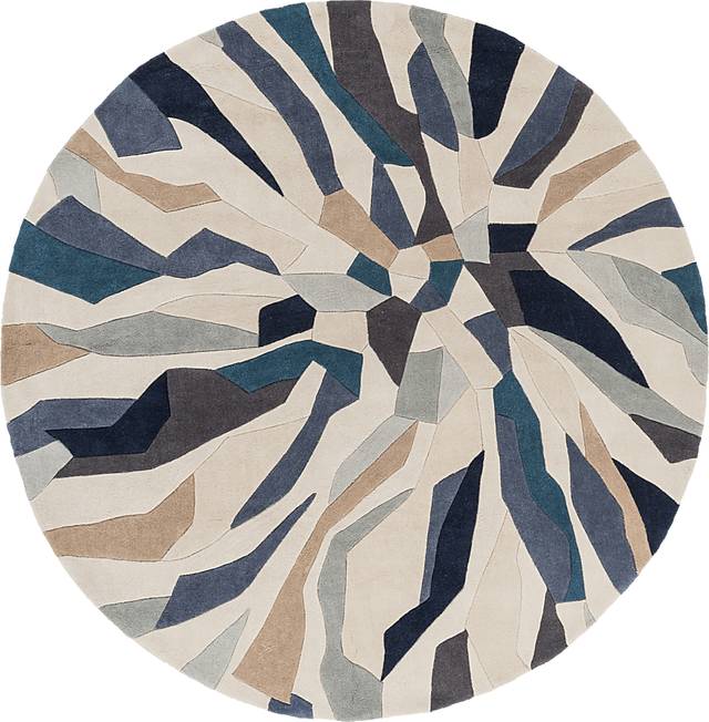 Adwin Blue 8' Round Rug - Thumbnail - Image 1