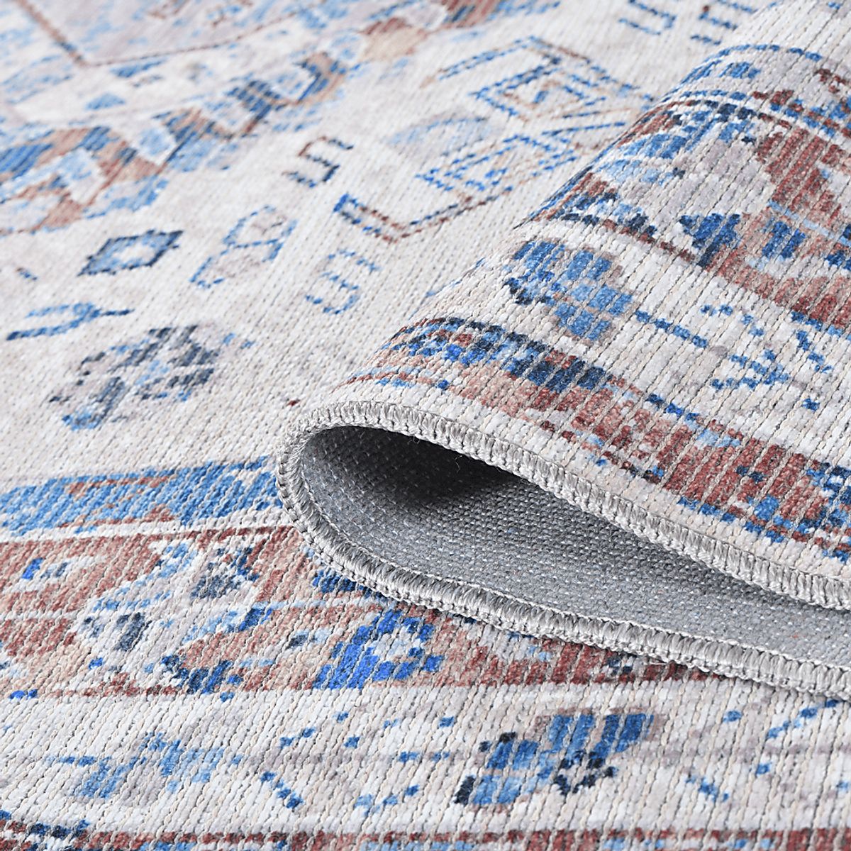 Aebby Blue Polyester Fabric Rug | Rooms to Go