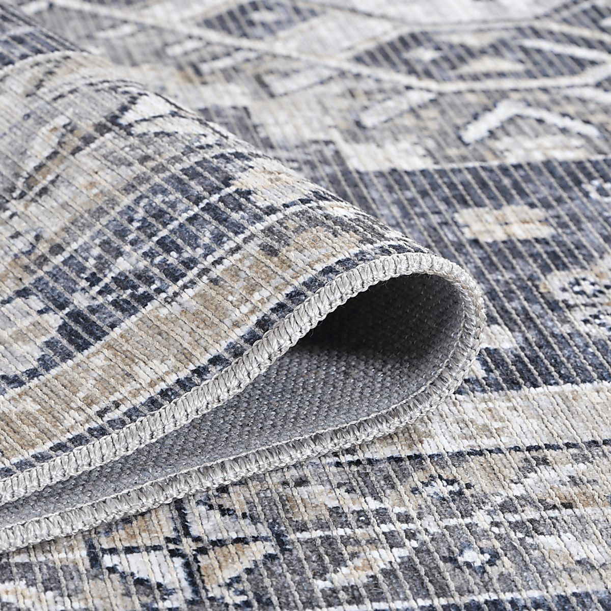 Aebby Gray Polyester Fabric Rug | Rooms to Go
