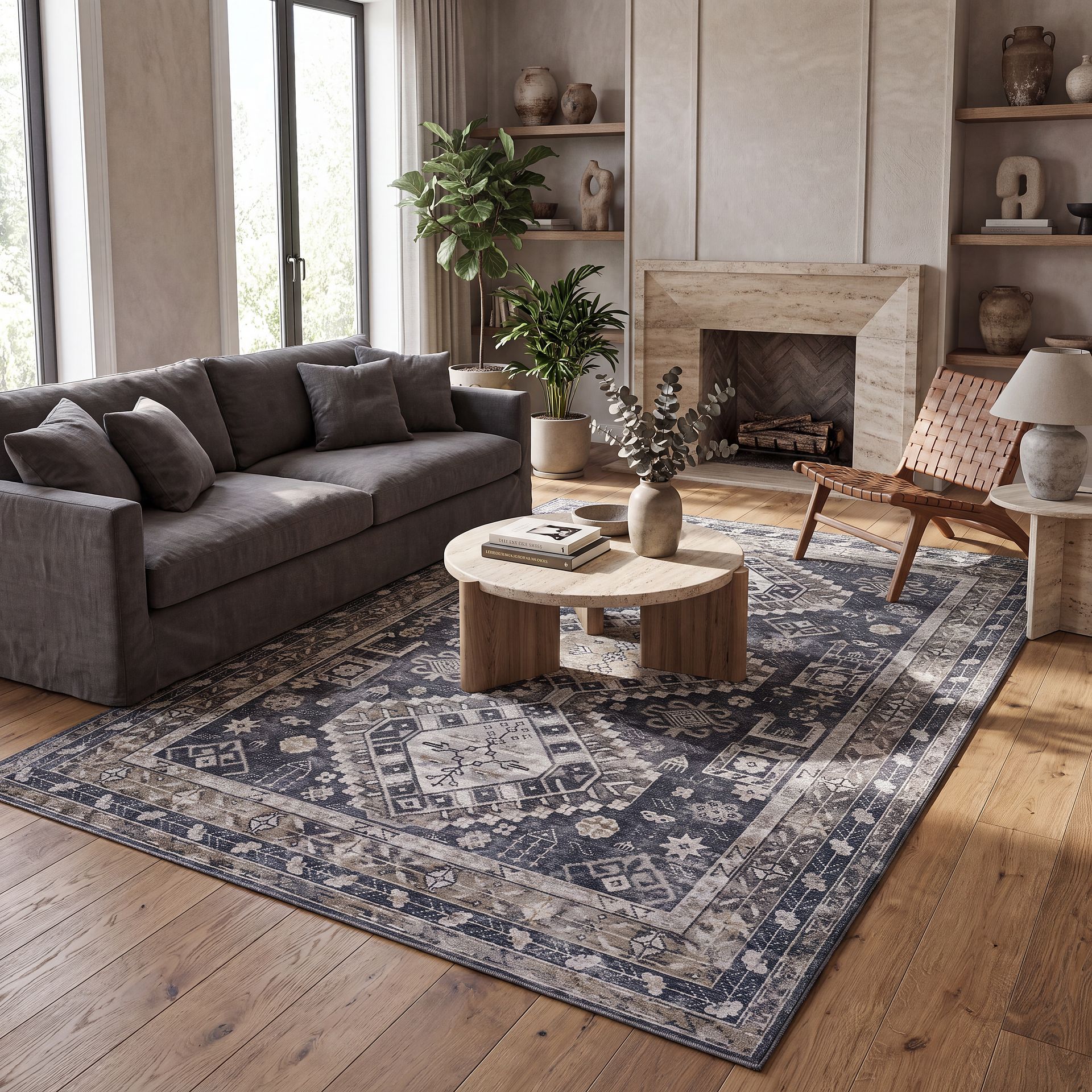 Aebby Gray 9'2 x 11'9 Machine Washable Rug - Image 2