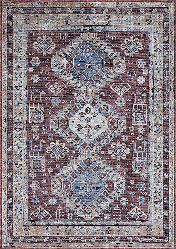 Aebby Red 5'3 x 7'6 Machine Washable Rug