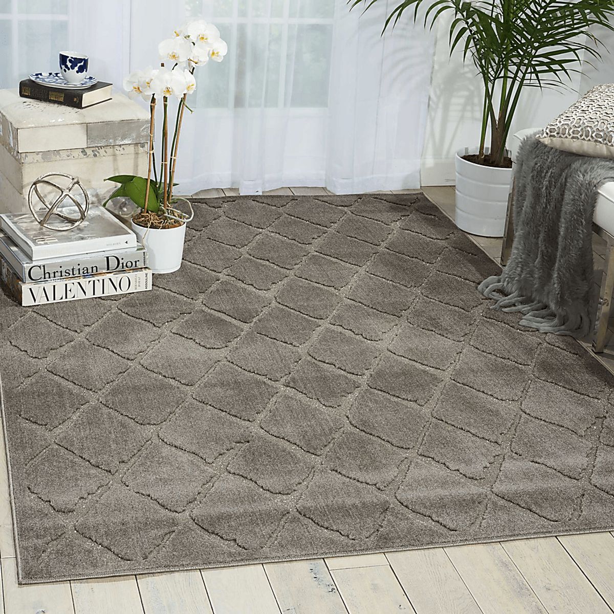 Aerilyn Gray Polyester Fabric Rug | Rooms to Go