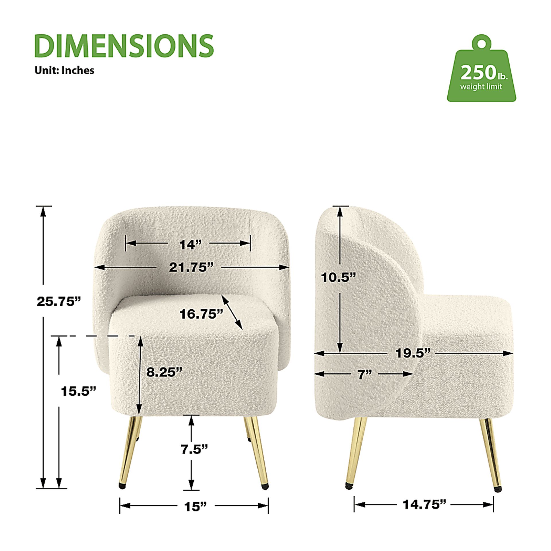 Aeron Cream Vanity Chair - Image 4