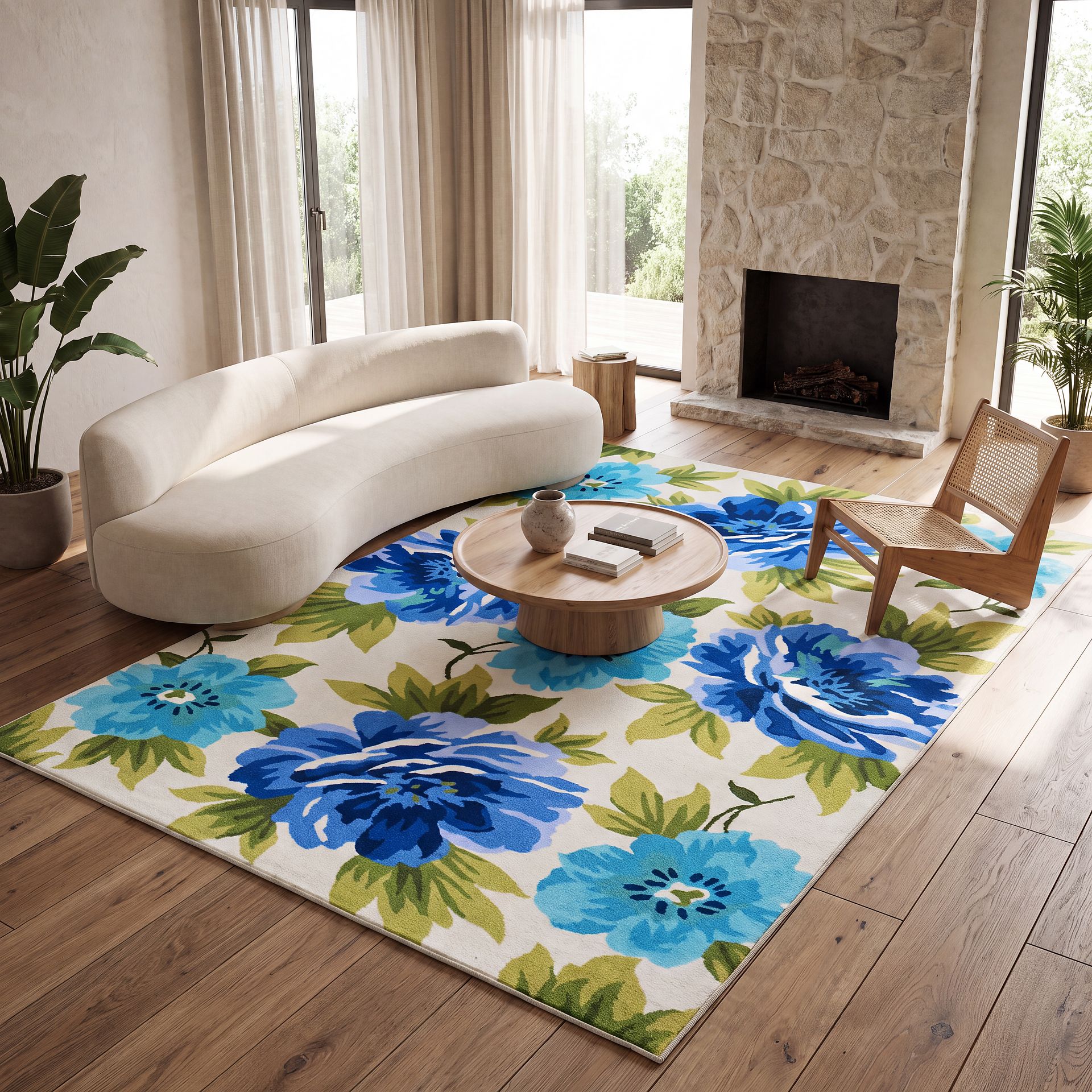 Affame Blue 5' x 8' Indoor/Outdoor Rug - Image 2