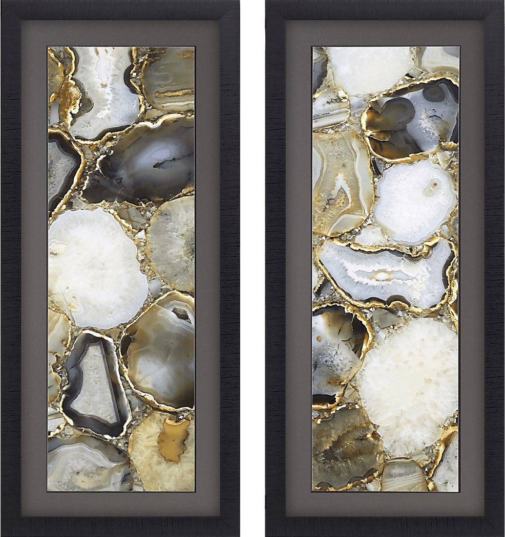 Agate Quartz Gray Framed Artwork, Set of 2